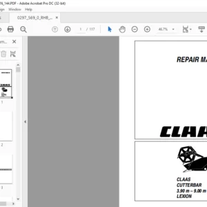 CLAAS CUTTERBAR 3.90 M - 9.00 M LEXION REPAIR MANUAL - PDF DOWNLOAD