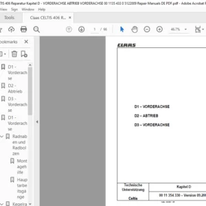 CLAAS Celtis Kapitel D VORDERACHSE ABTRIEB VORDERACHSE Reparatur handbuch- PDF DOWNLOAD (GERMAN)