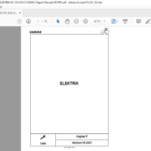 CLAAS Celtis Kapitel F ELEKTRIK Reparatur handbuch - PDF DOWNLOAD (GERMAN)