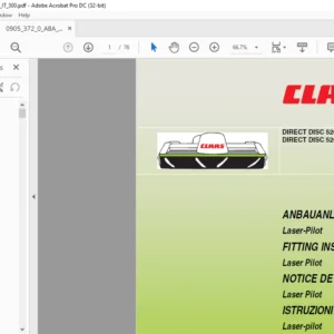 CLAAS DIRECT DISC 520 DIRECT DISC 520 Contour Laser Pilot Fitting Instructions Manual_DE_EN_FR_IT