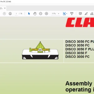 CLAAS DISCO 3050 FC PLUS DISCO 3050 FC DISCO 3050 F PLUS DISCO 3050 F DISCO 3000 FC Assembly and operating instructions Manual