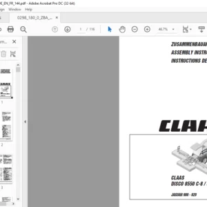 CLAAS DISCO 8550 C-8  8500 C-8 JAGUAR 900 - 820 ASSEMBLY INSTRUCTIONS MANUAL_GB_FR_DE