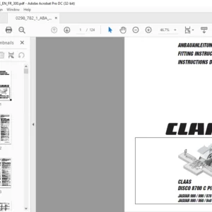 CLAAS DISCO 8700 C Plus / 8700 C JAGUAR 900 / 890 / 870 / 850 / 830 (492) JAGUAR 880 / 860 / 840 / 820 (491) FITTING INSTRUCTIONS MANUAL_GB_DE_FR