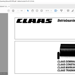CLAAS DOMINANT CONSTANT MARKANT TRABANT Betriebsanleitung - PDF DOWNLOAD (GERMAN)