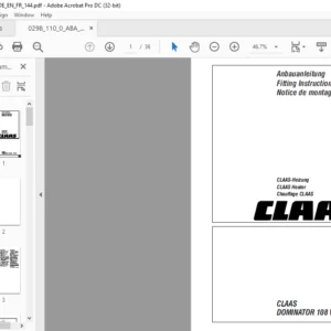 CLAAS DOMINATOR 108 VX – 88 VX  CLAAS Heater Fitting Instructions Manual_DE_EN_FR