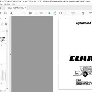 CLAAS DOMINATOR 218-202 MEGA II DOMINATOR 128-88 VX Hydraulik-Elektrik Manual - PDF DOWNLOAD (German)
