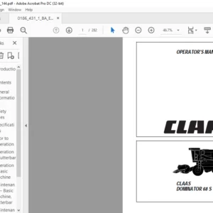 CLAAS DOMINATOR 68 S Operator’s  Manual - PDF DOWNLOAD