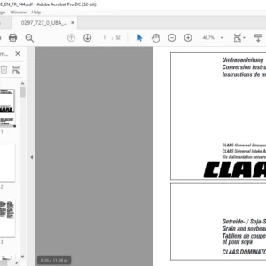 CLAAS DOMINATOR Grain and soybean cutterbars CLAAS Universal Intake Auger Conversion Instructions Manual_DE_EN_FR