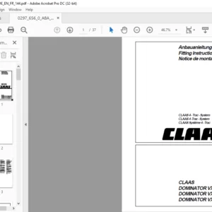 CLAAS DOMINATOR VX 108 (Linde) DOMINATOR VX 98 (Sauer) DOMINATOR VX 88 (Sauer)CLAAS 4 -Trac - System Fitting Instruction Manual_DE_EN_FR