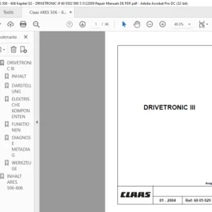 CLAAS DRIVETRONIC III Reparatur handbuch- PDF DOWNLOAD (GERMAN)
