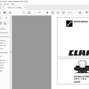 CLAAS FOLDING CUTTERBAR 4.50 M – 5.40 M LEXION REPAIR MANUAL - PDF DOWNLOAD