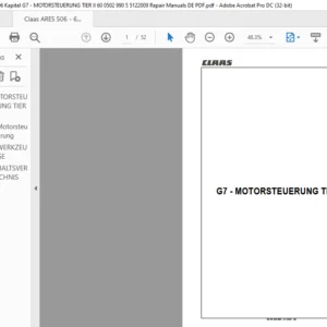 CLAAS G7 - MOTORSTEUERUNG TIER II Reparatur handbuch - PDF DOWNLOAD (GERMAN)