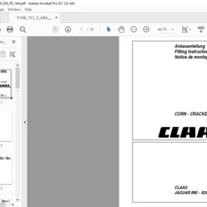 CLAAS JAGUAR 880 - 820 CORN - CRACKER Fitting Instructions Manual_DE_EN_FR - PDF DOWNLOAD