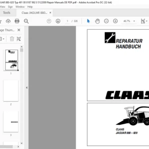 CLAAS JAGUAR 880 - 820 Reparatur handbuch - PDF DOWNLOAD (GERMAN)