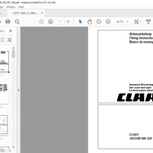 CLAAS JAGUAR 880-820  Side screen wash wiper Fitting Instructions Manual _DE_EN_FR - PDF DOWNLOAD