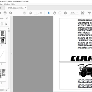 CLAAS JAGUAR 880 860 840 820 OPERATOR'S MANUAL - PDF DOWNLOAD
