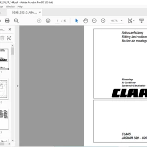 CLAAS JAGUAR 880 – 820 Air ConditionerFitting Instruction Manual_DE_EN_FR - PDF DOWNLOAD