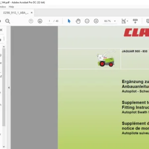 CLAAS JAGUAR 900 - 830  Autopilot Swath Steering  Supplement to Fitting Instructions Manual_DE_EN_FR