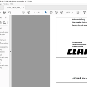 CLAAS JAGUAR 900 - 830 Central lubrication system Conversion instruction Manual_DE_EN_FR - PDF DOWNLOAD