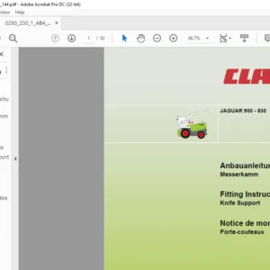 CLAAS JAGUAR 900 - 830 Knife Support Fitting Instructions Manual_DE_EN_FR - PDF DOWNLOAD