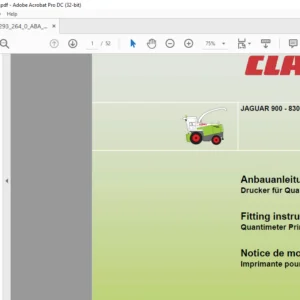 CLAAS JAGUAR 900 - 830  Quantimeter Printer Fitting Instructions Manual_DE_EN_FR  - PDF DOWNLOAD