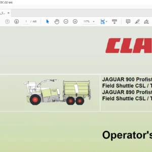 CLAAS JAGUAR 900 Profistar Field Shuttle CSL / T JAGUAR 890 Profistar Field Shuttle CSL / T Operator’s Manual