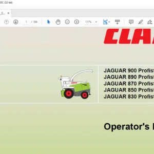 CLAAS JAGUAR 900 Profistar/Speedstar  890 Profistar/Speedstar 850 Profistar/Speedstar 830 Profistar/Speedstar Operator's Manual