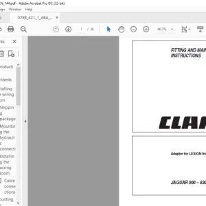 CLAAS JAGUAR 900 – 830 Adapter for LEXION front attachments Fitting And Maintenance Instruction Manual