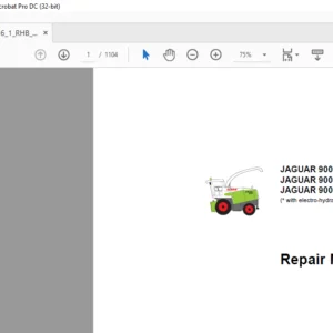 CLAAS JAGUAR 900 – 830 JAGUAR 900 – 830 Profistar JAGUAR 900 – 830 Speedstar REPAIR MANUAL