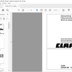 CLAAS JAGUAR 900 – 830 Side Screen Wash-Wiper Fitting Instructions Manual_DE_EN_FR