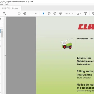 CLAAS JAGUAR 900 – 830 Stone detector Fitting  and operating instructions Manual_DE_EN_FR_NL - PDF DOWNLOAD