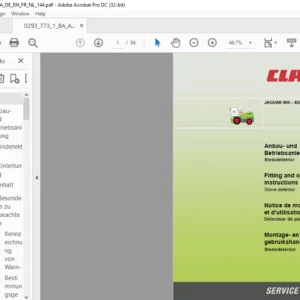 CLAAS JAGUAR 900 – 830 Stone detector Fitting and operating instructions Manual _DE_EN_FR_NL