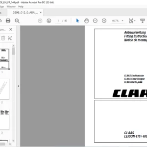 CLAAS LEXION 410 / 405 CLAAS-Straw Chopper Fitting Instructions Manual_DE_EN_FR - PDF DOWNLOAD