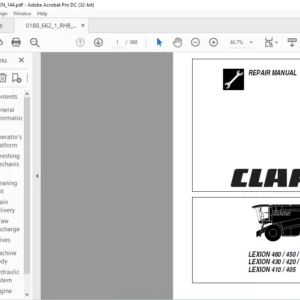 CLAAS LEXION 460 / 450 / 440 LEXION 430 / 420 / 415 LEXION 410 / 405 REPAIR MANUAL - PDF DOWNLOAD