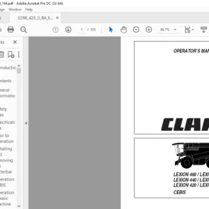 CLAAS LEXION 460 / LEXION 450 LEXION 440 / LEXION 430 LEXION 420 / LEXION 410 CEBIS OPERATOR’S MANUAL