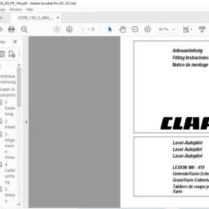 CLAAS LEXION 480 - 410  Grain/Vario Cutterbars Fitting Instructions Manual _DE_EN_FR