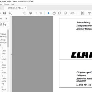 CLAAS LEXION 480 - 410 Yield meter Fitting Instructions Manual_DE_EN_FR - PDF DOWNLOAD