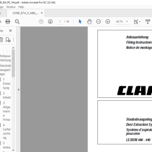 CLAAS LEXION 480 - 440 Dust Extraction System Fitting Instructions Manual_DE_EN_FR - PDF DOWNLOAD