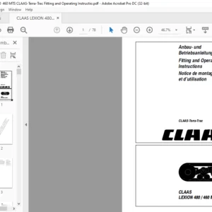 CLAAS LEXION 480 /460 MTS CLAAS-Terra-Trac Fitting and Operating Instruction manual_GB_EN_FR