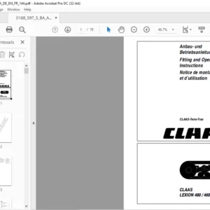 CLAAS LEXION 480 / 460 MTS CLAAS-Terra-Trac Fitting instructions Manual_DE_EN_FR - PDF  DOWNLOAD