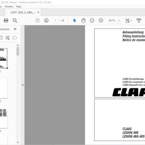 CLAAS  LEXION 480 LEXION 460-405 CLAAS-Air compressor system Fitting Instructions Manual_DE_EN_FR_