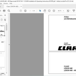 CLAAS LEXION 480 LEXION 460 - 405 CLAAS-Rapsvorsatz Anbau- und Betriebsanleitung - PDF DOWNLOAD (German)