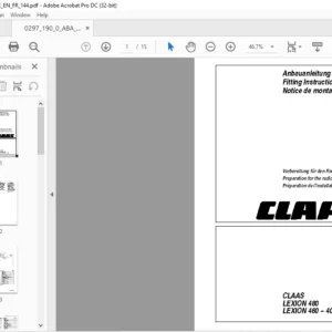 CLAAS LEXION 480 LEXION 460-405 Preparation for the radio installation Fitting Instructions Manual_DE_EN_FR