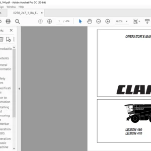 CLAAS LEXION 480 LEXION 470 Operator's Manual  - PDF DOWNLOAD