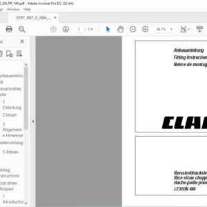 CLAAS LEXION 480 Rice straw chopper FITTING INSTRUCTIONS MANUAL_DE_EN_FR - PDF DOWNLOAD