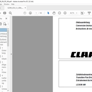 CLAAS LEXION 480 Transition Pan Drive Conversion INSTRUCTIONS MANUAL_DE_GB_FR - PDF DOWNLOAD