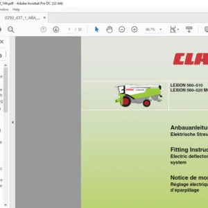 CLAAS LEXION 560–510 LEXION 560–520 MONTANA  Electric deflector adjustment system Fitting Instructions Manual_DE_EN_FR