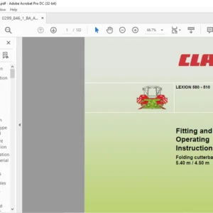 CLAAS LEXION 580 - 510 Folding cutterbar 5.40 M  4.50 M Fitting and Operating Instructions Manual