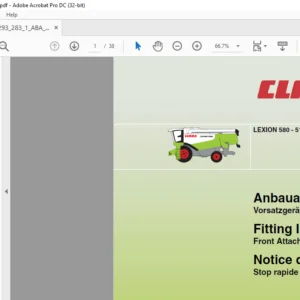 CLAAS LEXION 580 - 510 Front Attachment Quick Stop FITTING INSTRUCTIONS Manual_DE_EN_FR