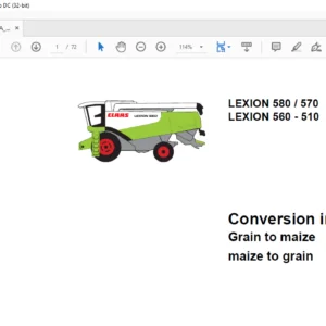 CLAAS LEXION 580 / 570 LEXION 560 - 510 Grain to maize maize to grain Conversion instructions Manual